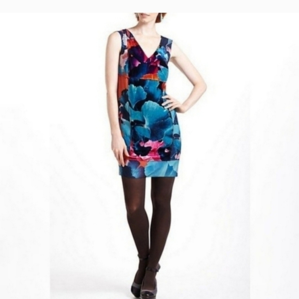 Anthropologie Leifsdottir Night Peony Silk Floral Velvet Dress 10